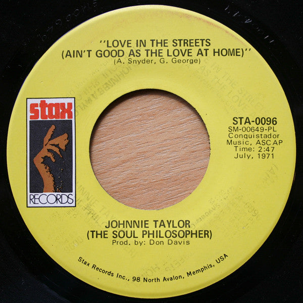 Johnnie Taylor : Hijackin' Love (7", RE, Pla)