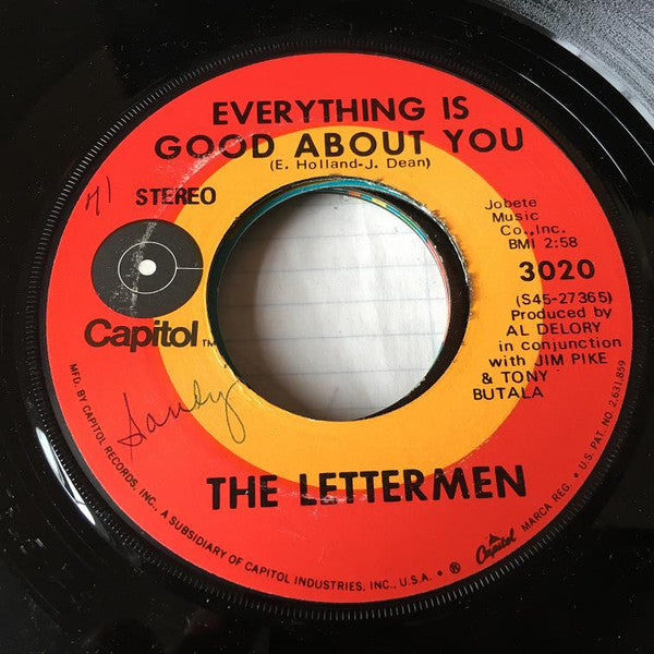 The Lettermen : Everything Is Good About You / It's Over (7")