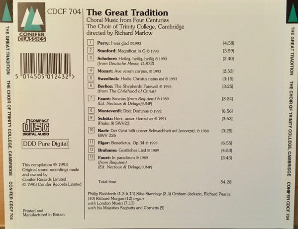 The Choir Of Trinity College, Cambridge Directed By Richard Marlow : The Great Tradition (Choral Music From Four Centuries) (CD, Comp)
