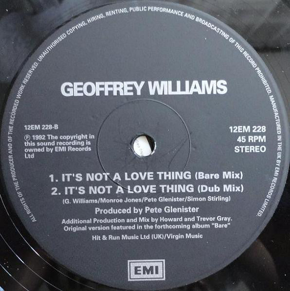 Geoffrey Williams : It's Not A Love Thing (12")