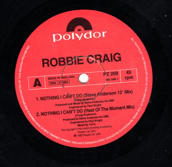 Robbie Craig : Nothing I Can't Do (12")