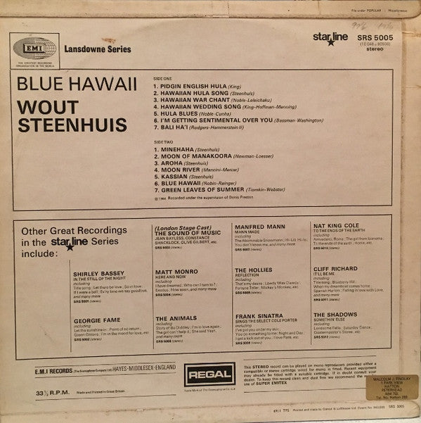 Wout Steenhuis : Blue Hawaii (LP, Album, RE)