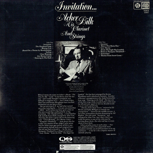 Acker Bilk His Clarinet And Strings : Invitation (LP, Quad)