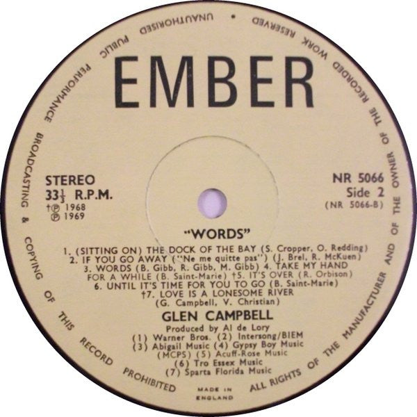 Glen Campbell : Words (LP, Comp)