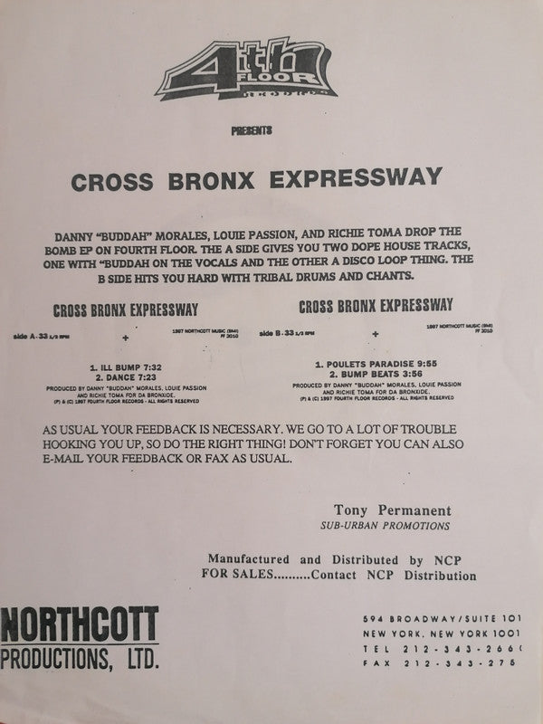 Cross Bronx Expressway : Cross Bronx Expressway EP (12", EP, Promo)