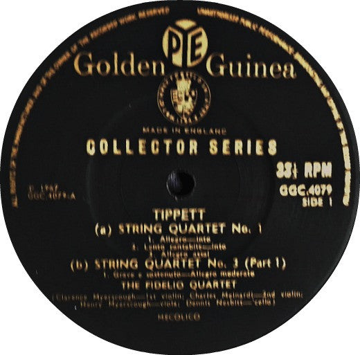 Sir Michael Tippett : Fidelio Quartet : String Quartets Nos. 1 & 3 (LP, Mono)