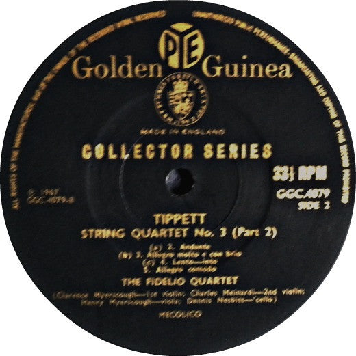 Sir Michael Tippett : Fidelio Quartet : String Quartets Nos. 1 & 3 (LP, Mono)