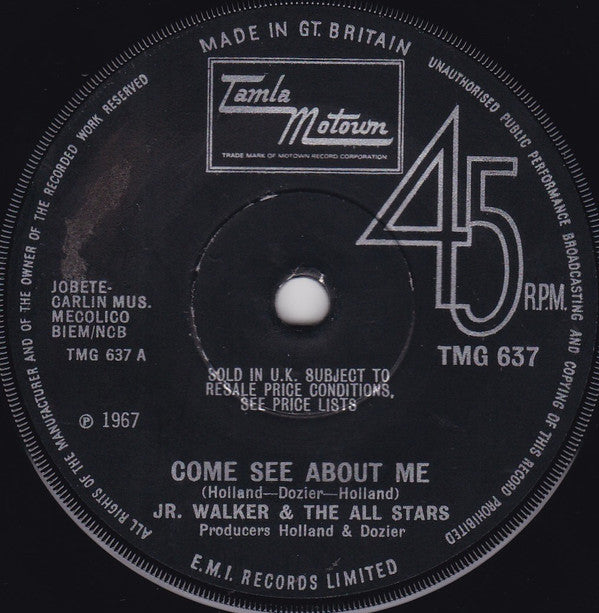 Junior Walker & The All Stars : Come See About Me  (7", 4-P)