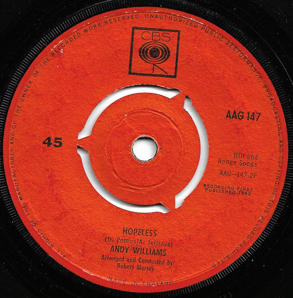 Andy Williams : The Peking Theme (So Little Time) / Hopeless (7", Single)