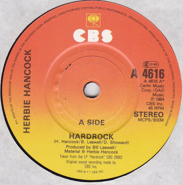 Herbie Hancock : Hardrock (7", Single)
