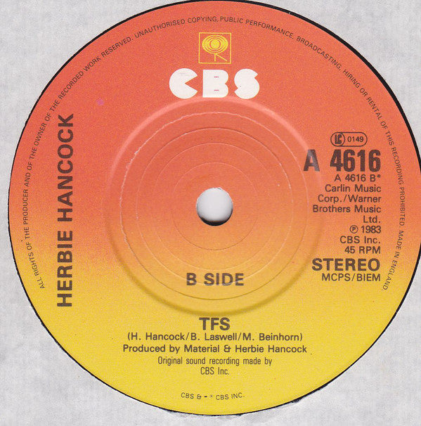 Herbie Hancock : Hardrock (7", Single)