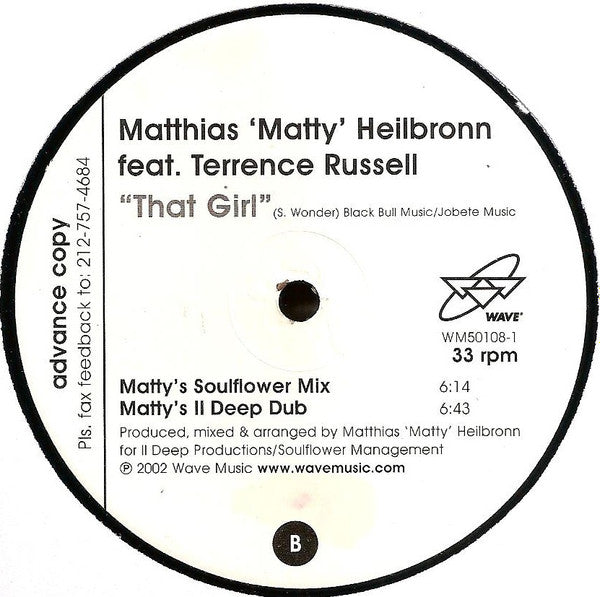 Matthias Heilbronn : That Girl (12", Promo, Adv)