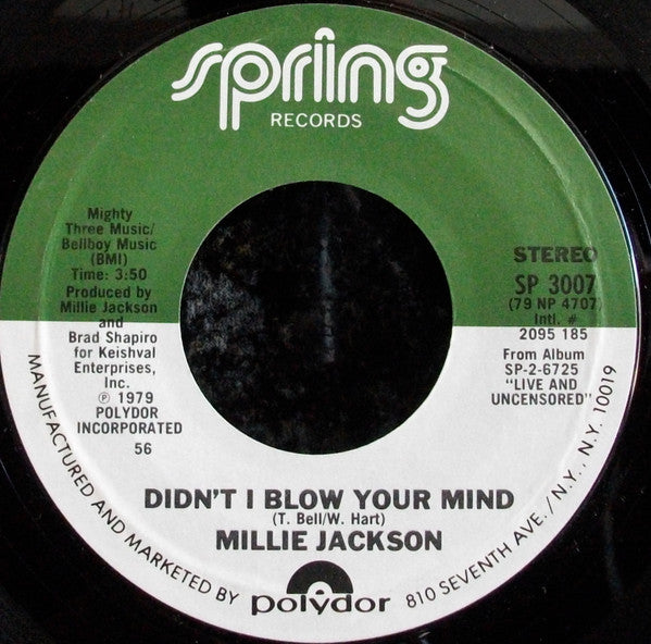 Millie Jackson : Didn't I Blow Your Mind (7", Styrene, Pit)