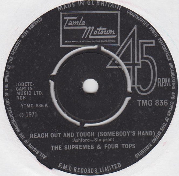 The Supremes & Four Tops : Reach Out And Touch (Somebody's Hand) (7", Single)