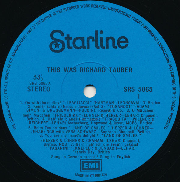 Richard Tauber : This Was Richard Tauber (LP, Comp)