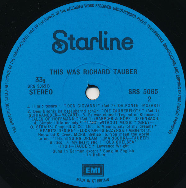 Richard Tauber : This Was Richard Tauber (LP, Comp)