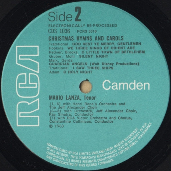 Mario Lanza : Christmas Hymns & Carols (LP, Comp, RE)