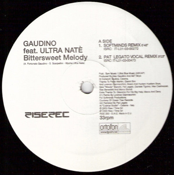 Alex Gaudino Feat. Ultra Naté : Bittersweet Melody (12")