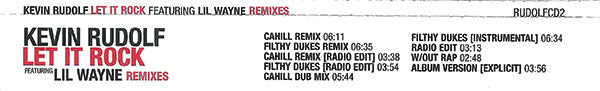 Kevin Rudolf Featuring Lil Wayne : Let It Rock (Remixes) (CD, Single, Promo)