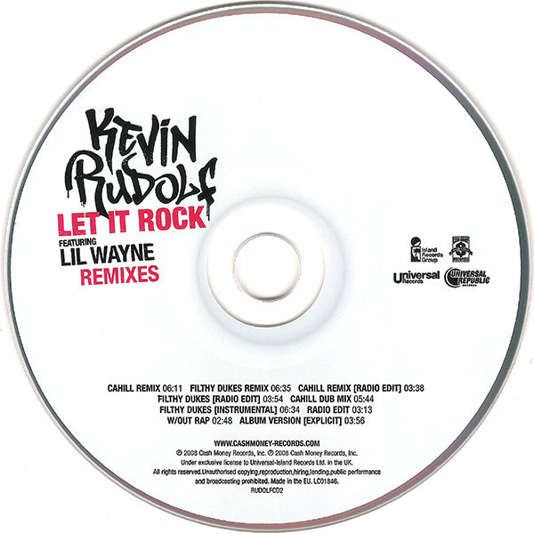 Kevin Rudolf Featuring Lil Wayne : Let It Rock (Remixes) (CD, Single, Promo)