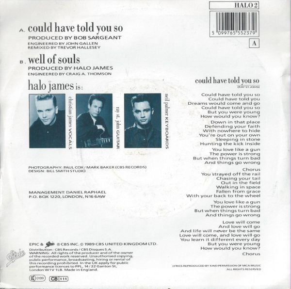 Halo James : Could Have Told You So (7", Single, Whi)