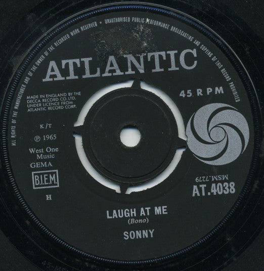 Sonny Bono / Sonny's Group : Laugh At Me / Tony (7")