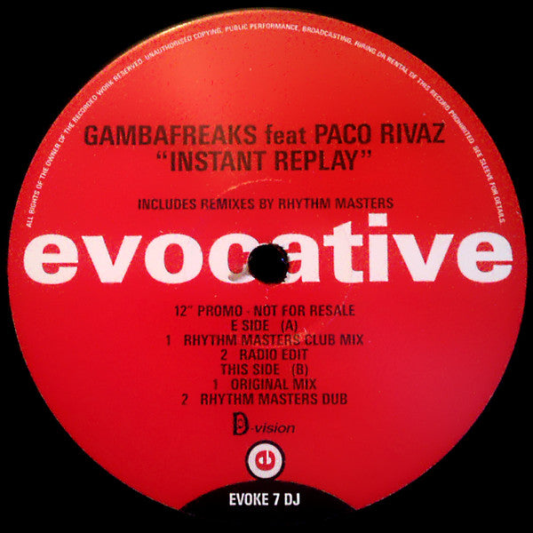 Gambafreaks Feat Paco Rivaz : Instant Replay (12", Promo)