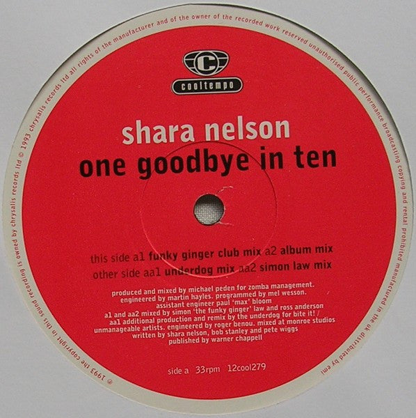 Shara Nelson : One Goodbye In Ten (12")