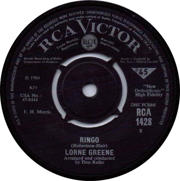 Lorne Greene : Ringo / Bonanza (7", Single)