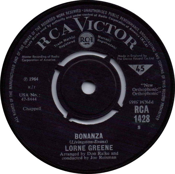 Lorne Greene : Ringo / Bonanza (7", Single)