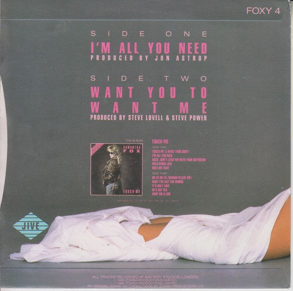 Samantha Fox : I'm All You Need (7", Single)