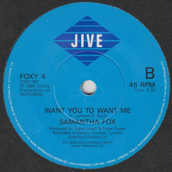 Samantha Fox : I'm All You Need (7", Single)