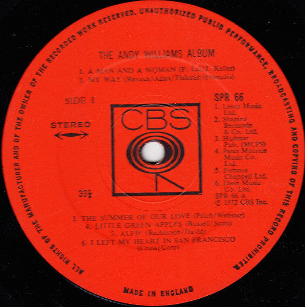 Andy Williams : The Andy Williams Album (LP, Comp)