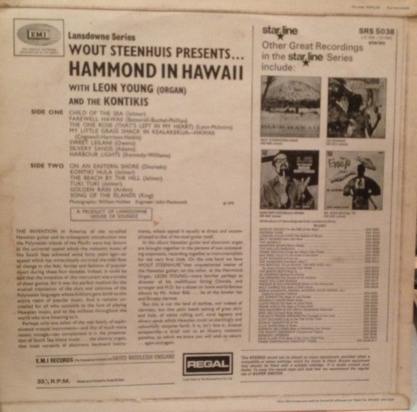Wout Steenhuis Presents Leon Young (Organ) And The Kontikis : Hammond In Hawaii (LP)
