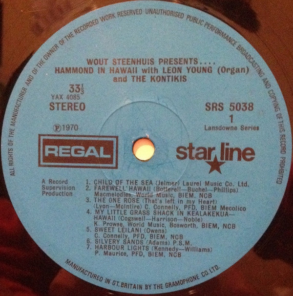 Wout Steenhuis Presents Leon Young (Organ) And The Kontikis : Hammond In Hawaii (LP)