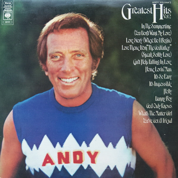 Andy Williams : Andy William's Greatest Hits Vol 2 (LP, Comp)