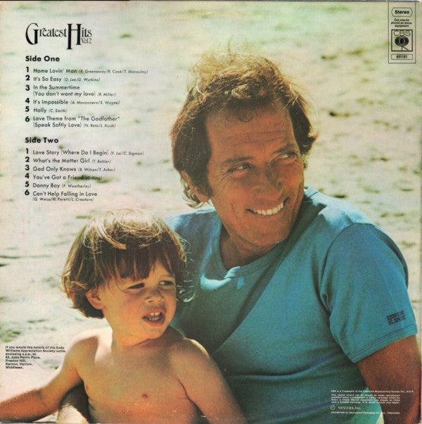 Andy Williams : Andy William's Greatest Hits Vol 2 (LP, Comp)