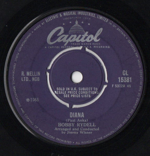 Bobby Rydell : Diana / Stranger In The World (7", Single)