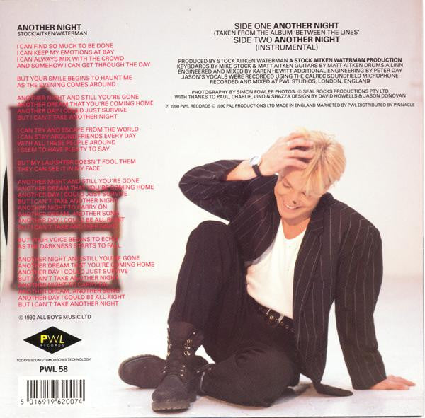 Jason Donovan : Another Night (7", Single, Sil)