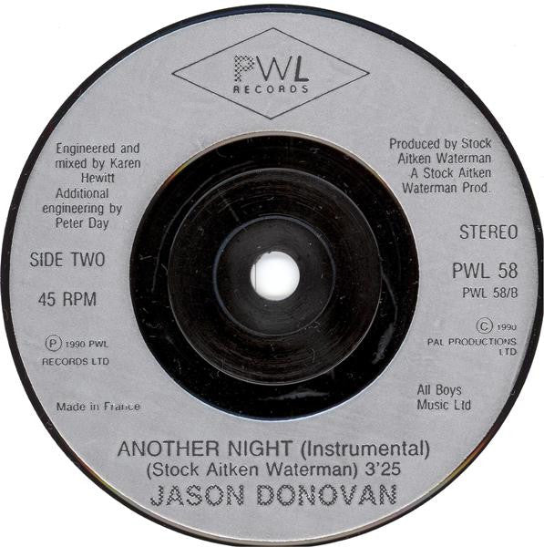 Jason Donovan : Another Night (7", Single, Sil)