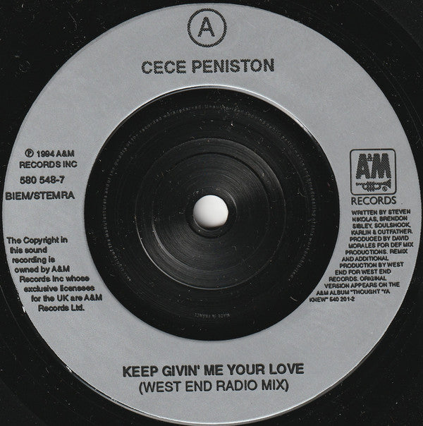 Ce Ce Peniston : Keep Givin' Me Your Love (7", Single)