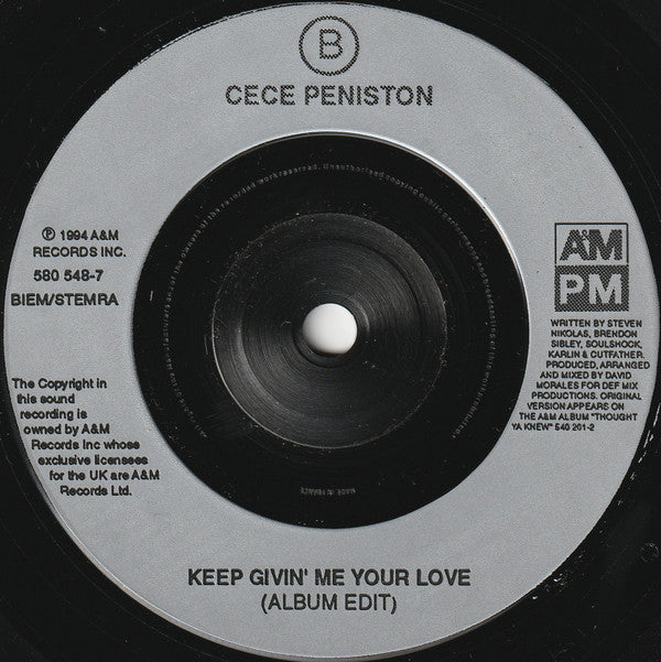 Ce Ce Peniston : Keep Givin' Me Your Love (7", Single)