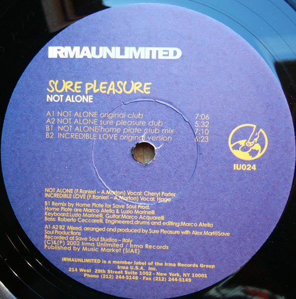 Sure Pleasure : Not Alone (12")