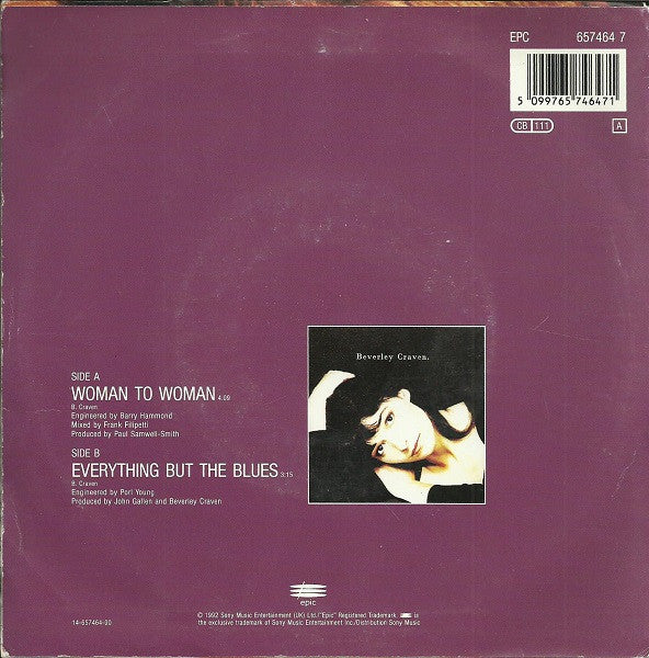 Beverley Craven : Woman To Woman (7", Single, RE)