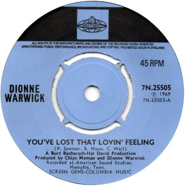 Dionne Warwick : You've Lost That Lovin' Feeling (7", Single)