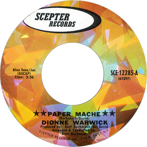 Dionne Warwick : Paper Maché (7", Styrene, Pit)