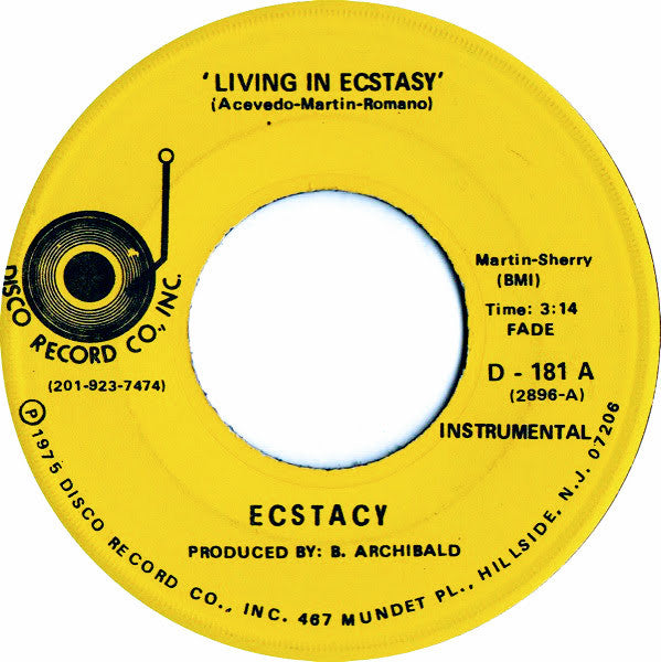 Ecstacy (3) : Living In Ecstacy / Ecstacy's Theme (7")