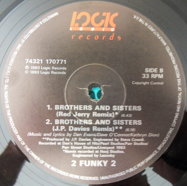 2 Funky 2 Starring Kathryn Dion* : Brothers & Sisters (12", Single)