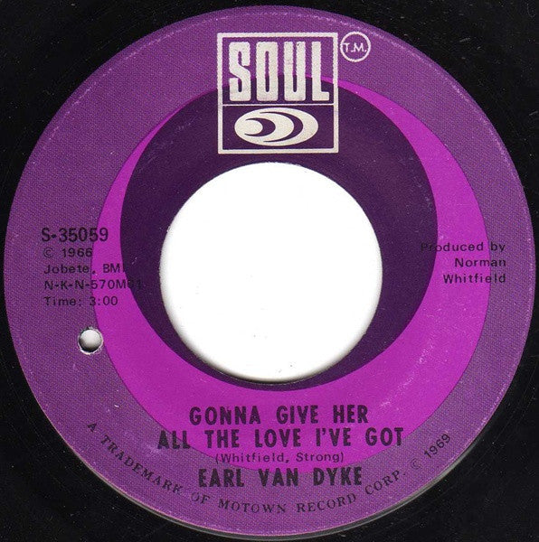 Earl Van Dyke : Gonna Give Her All The Love I've Got / Runaway Child, Running Wild (7", Single)