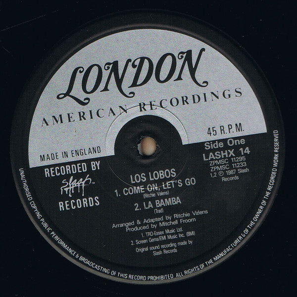 Los Lobos : Come On, Let's Go (12", Single)